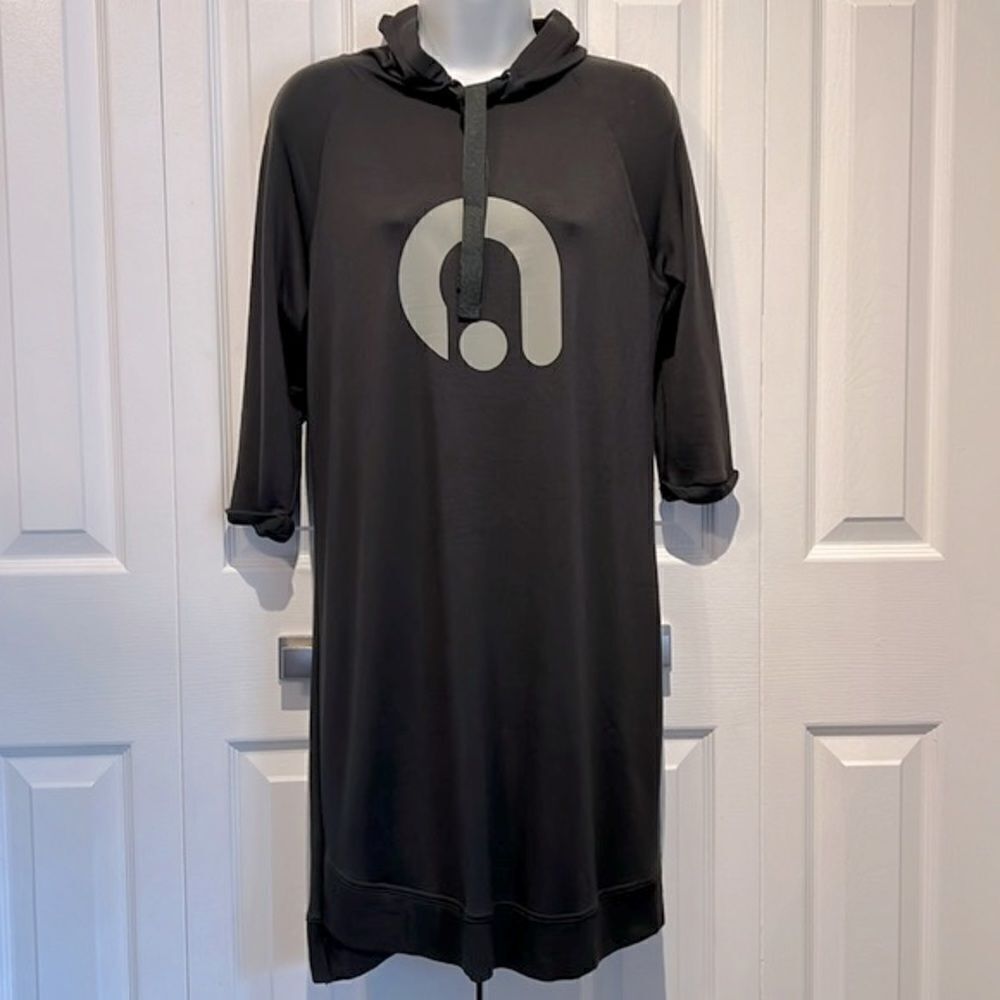 Hyba Charcoal Grey 3/4 Sleeve Hooded Tunic Dress‎ Size S